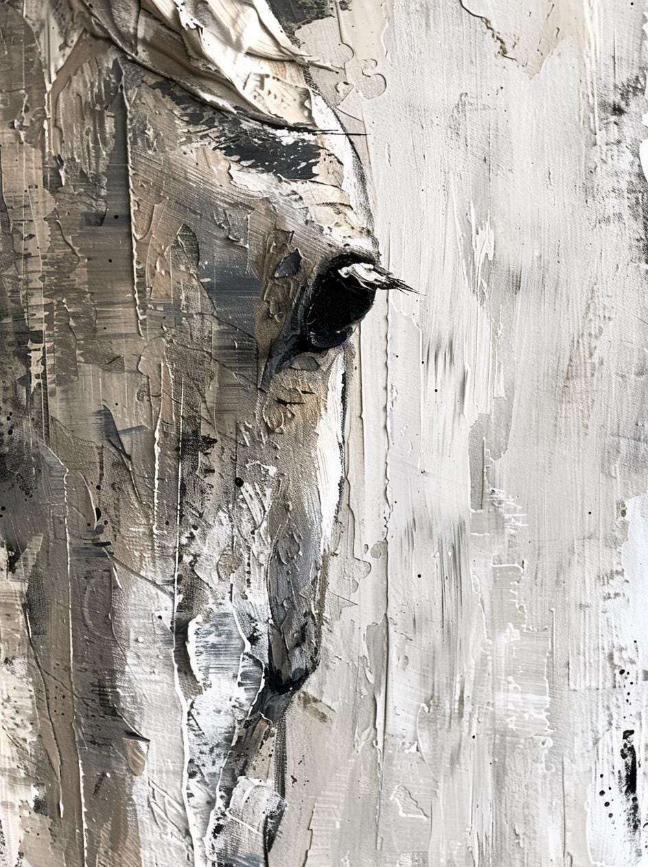 Abstract Horse Canvas Print: Textured Neutral Animal Artwork – Modern Minimalist Statement Piece