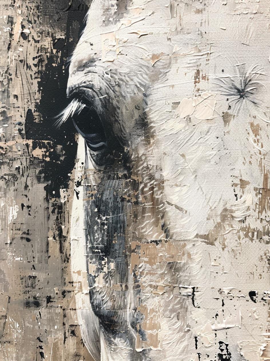 Textured Horse Canvas Print: Abstract Equine Impasto Wall Art - Farmhouse Decor