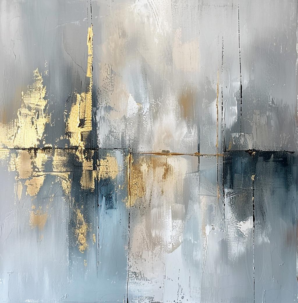 Abstract Canvas Print: Black, White, Gold Textured Wall Art – Minimalist Living Room Decor