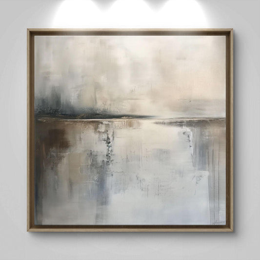 Neutral Abstract Canvas Print: Modern Beige Gray Minimalist Horizon Painting