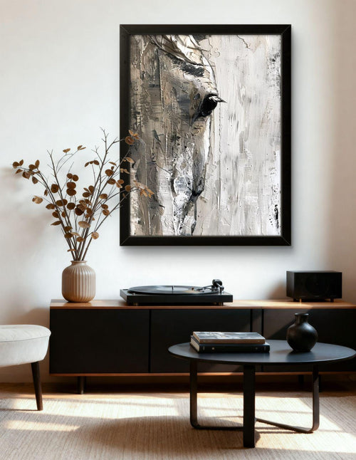 Abstract Horse Canvas Print: Textured Neutral Animal Artwork – Modern Minimalist Statement Piece