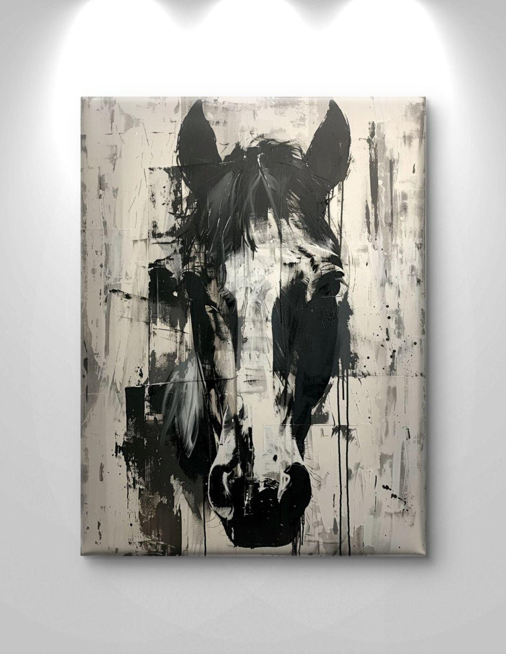 Abstract Horse Canvas Print: Black and White Modern Animal Artwork Farmhouse Decor