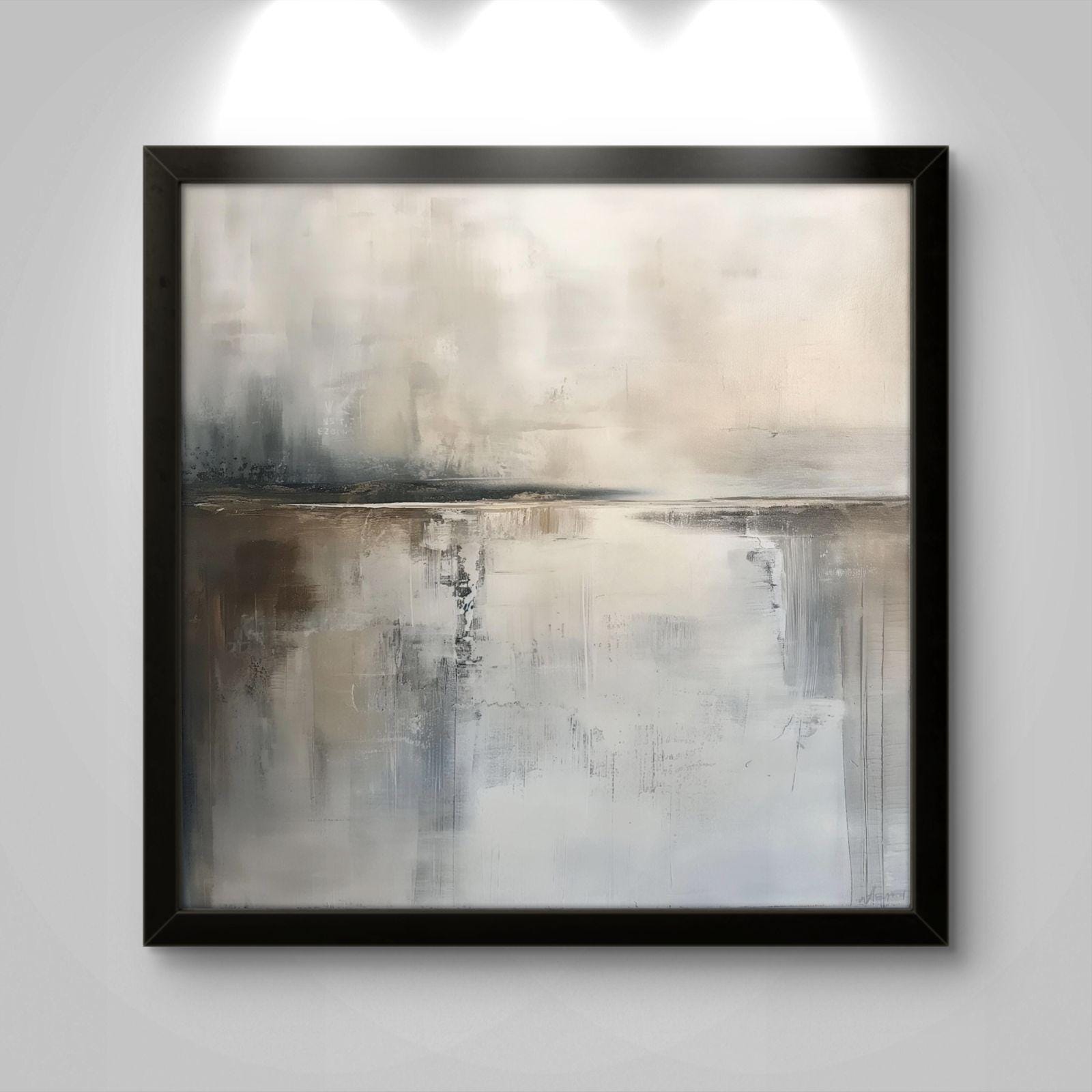Neutral Abstract Canvas Print: Modern Beige Gray Minimalist Horizon Painting