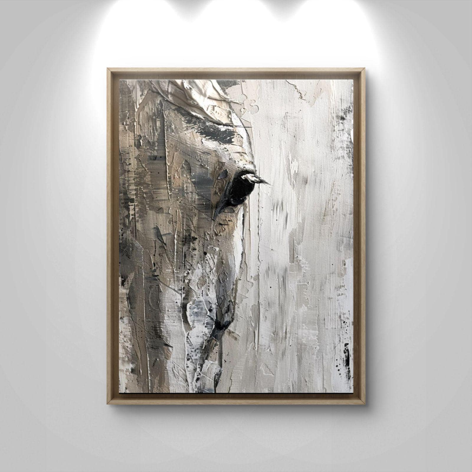 Abstract Horse Canvas Print: Textured Neutral Animal Artwork – Modern Minimalist Statement Piece