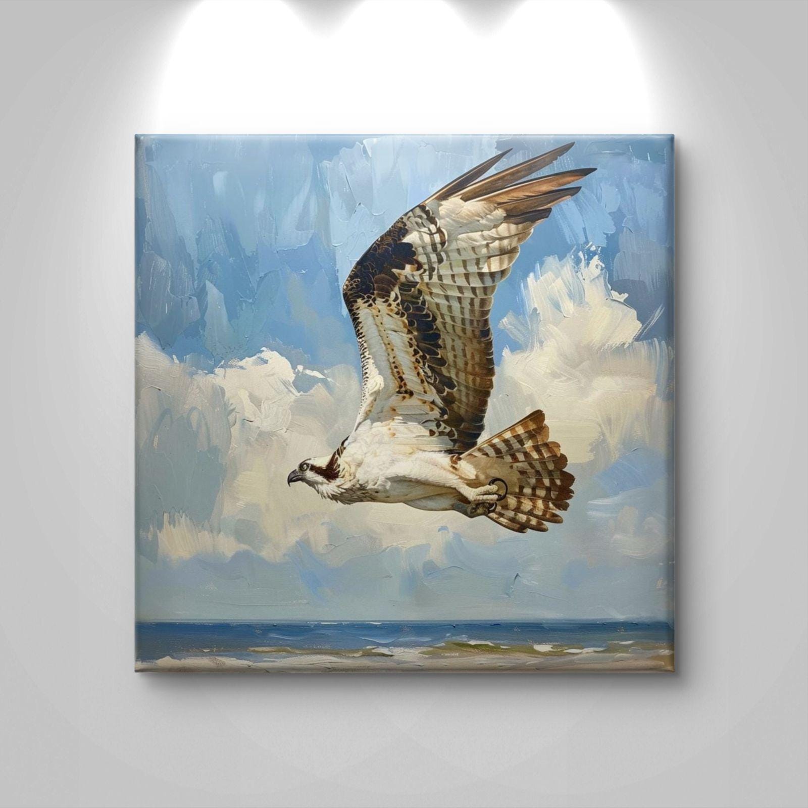 Osprey in Flight Canvas Print: Realistic Bird Wildlife Artwork, Framed Statement Piece