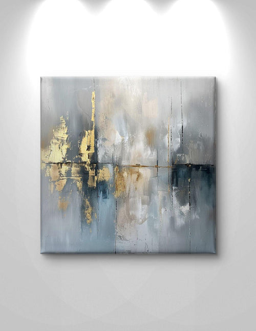 Abstract Canvas Print: Black, White, Gold Textured Wall Art – Minimalist Living Room Decor