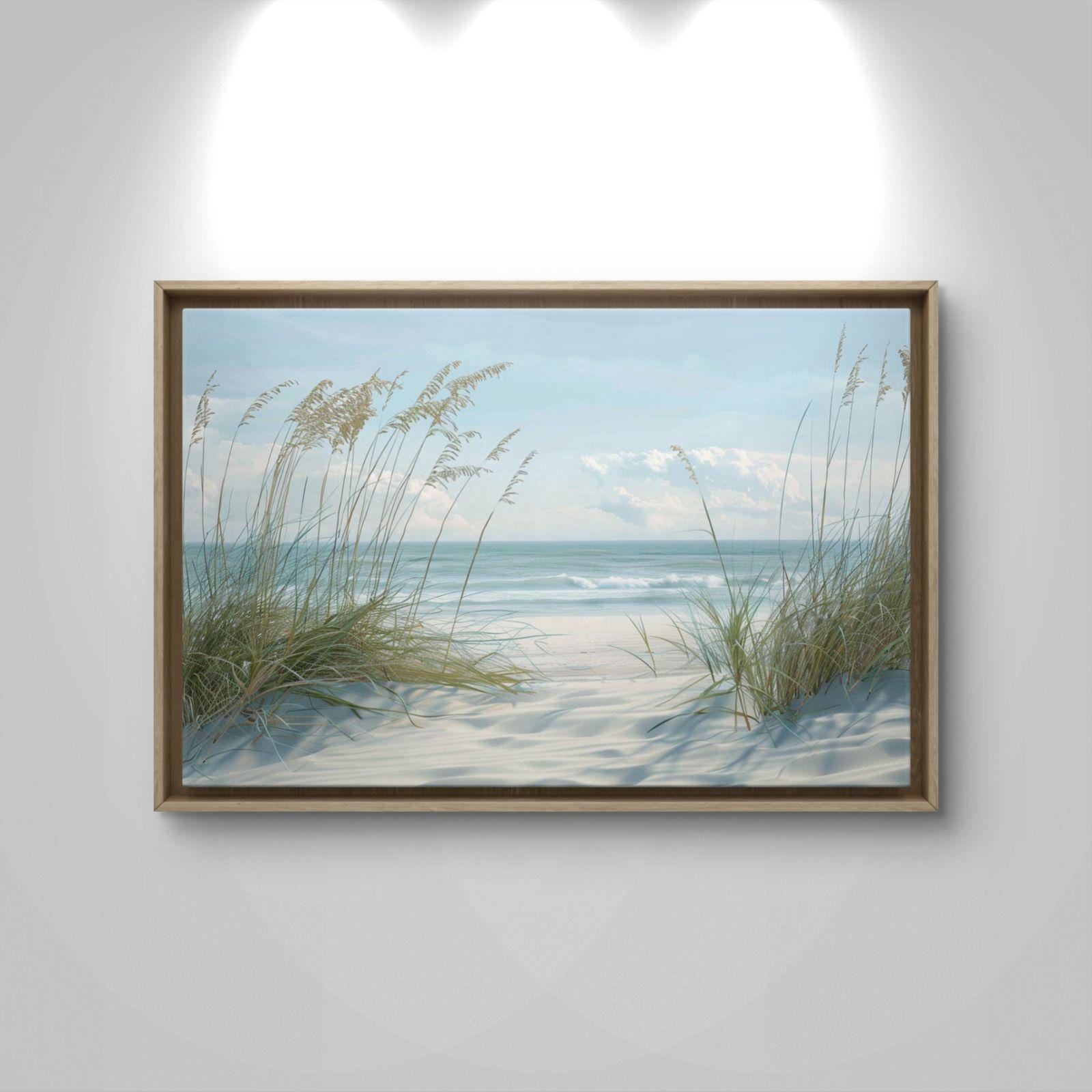 Coastal Beach Canvas Print: Serene Ocean Shore Seascape Wall Art, Neutral Beach House Decor
