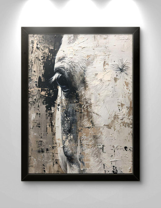 Textured Horse Canvas Print: Abstract Equine Impasto Wall Art - Farmhouse Decor