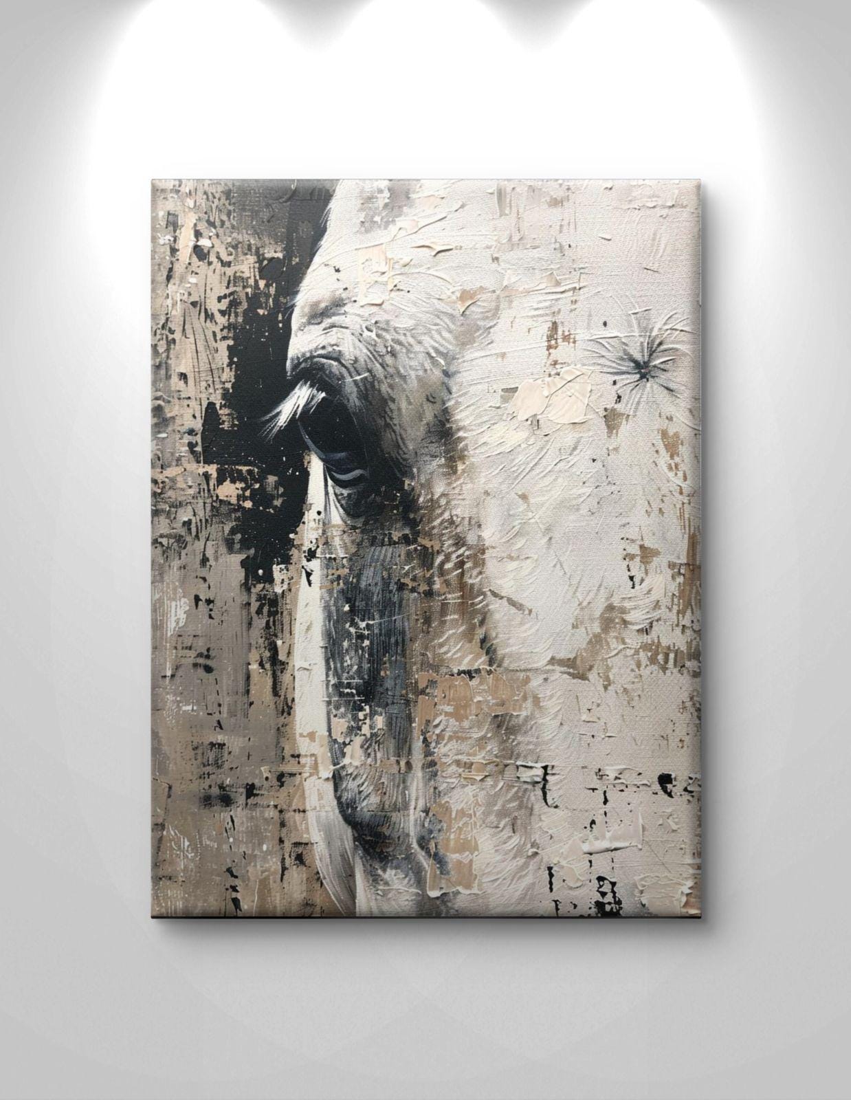 Textured Horse Canvas Print: Abstract Equine Impasto Wall Art - Farmhouse Decor