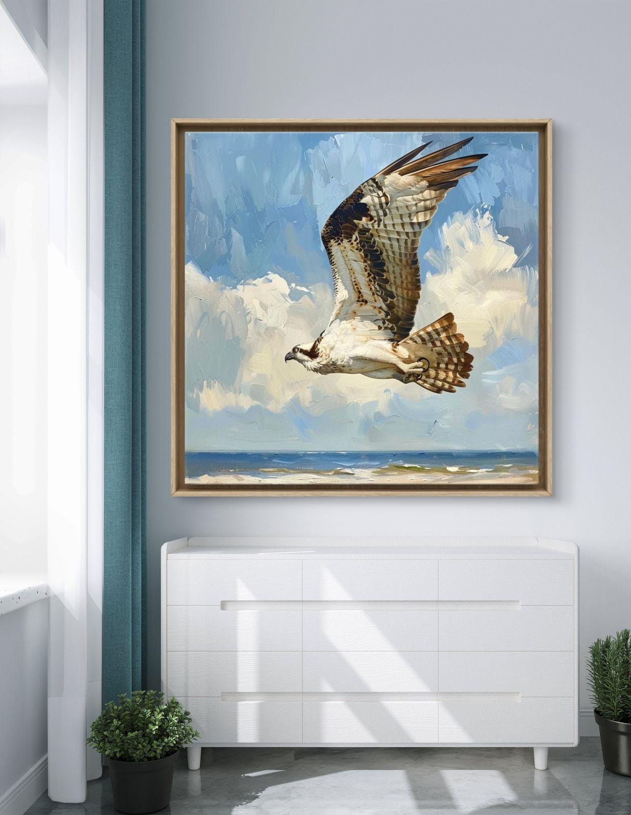 Osprey in Flight Canvas Print: Realistic Bird Wildlife Artwork, Framed Statement Piece