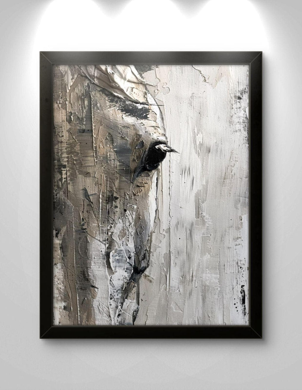 Abstract Horse Canvas Print: Textured Neutral Animal Artwork – Modern Minimalist Statement Piece