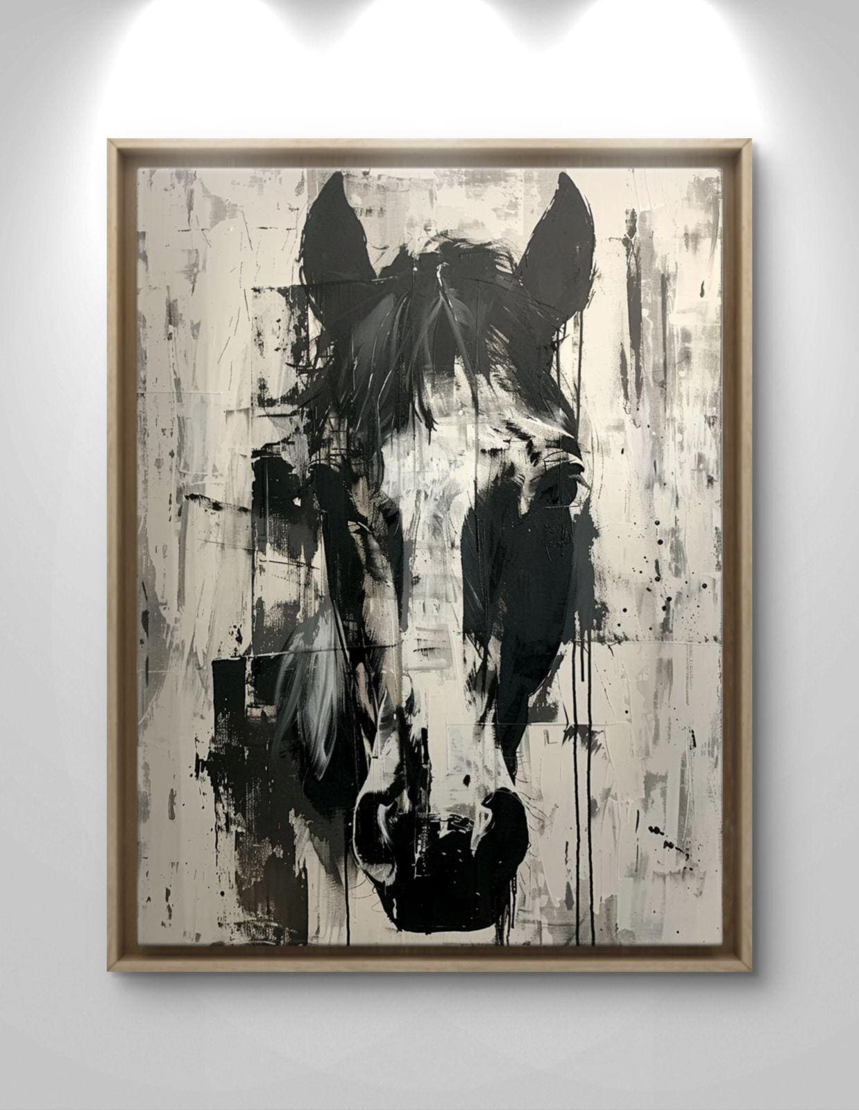 Abstract Horse Canvas Print: Black and White Modern Animal Artwork Farmhouse Decor