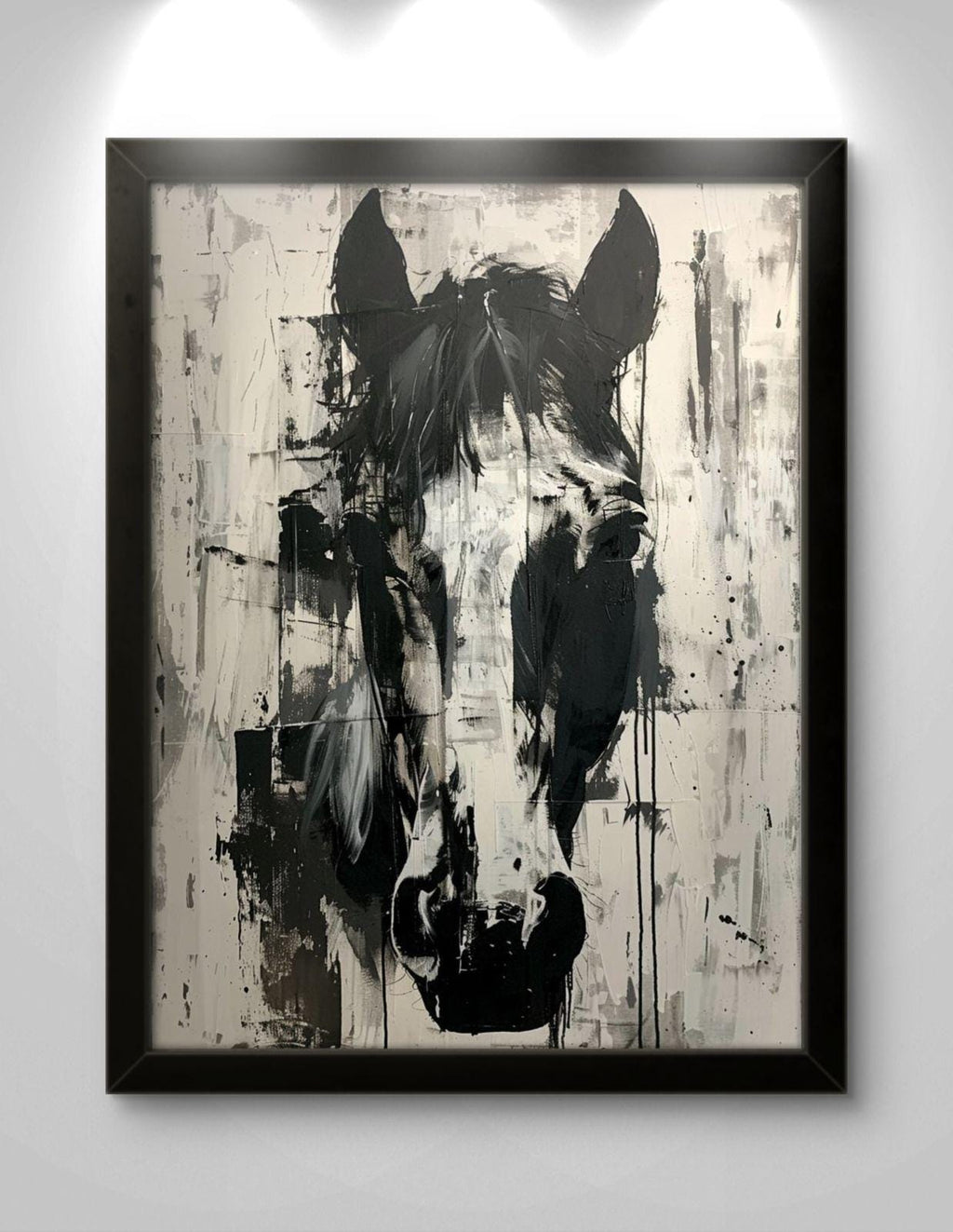 Abstract Horse Canvas Print: Black and White Modern Animal Artwork Farmhouse Decor