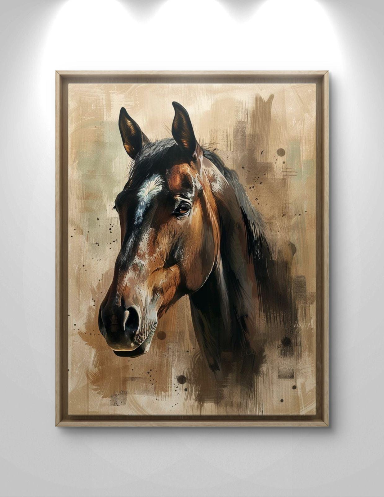 Horse Canvas Print: Textured Brown Animal Artwork, Rustic Modern Farmhouse Wall Art