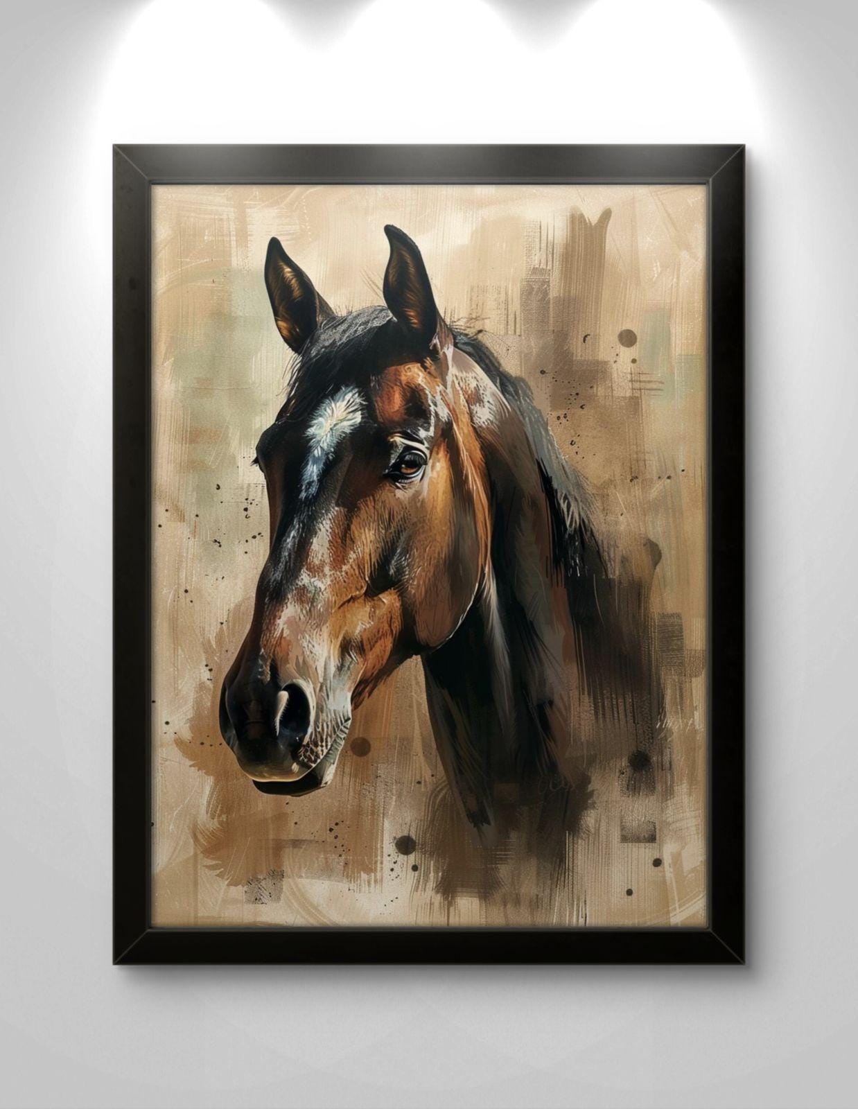 Horse Canvas Print: Textured Brown Animal Artwork, Rustic Modern Farmhouse Wall Art