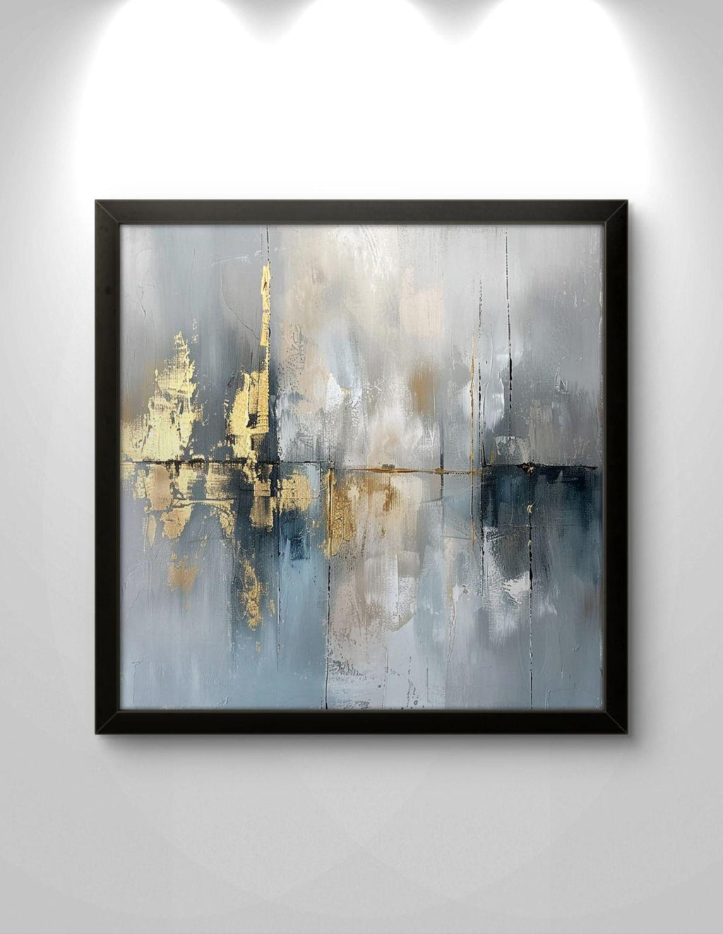 Abstract Canvas Print: Black, White, Gold Textured Wall Art – Minimalist Living Room Decor