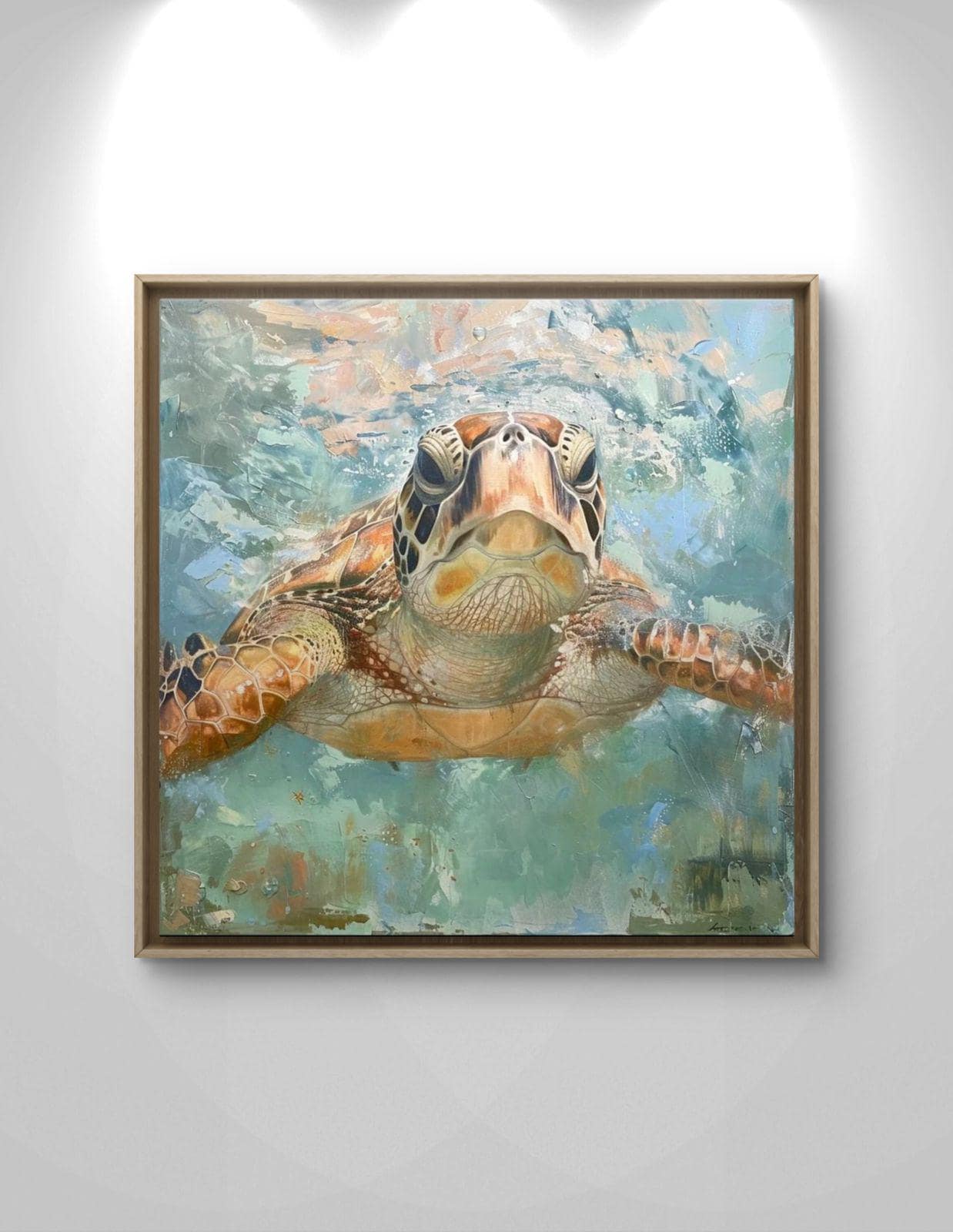 Sea Turtle Canvas Print: Coastal Ocean Animal Artwork, Beach House Marine Life Painting