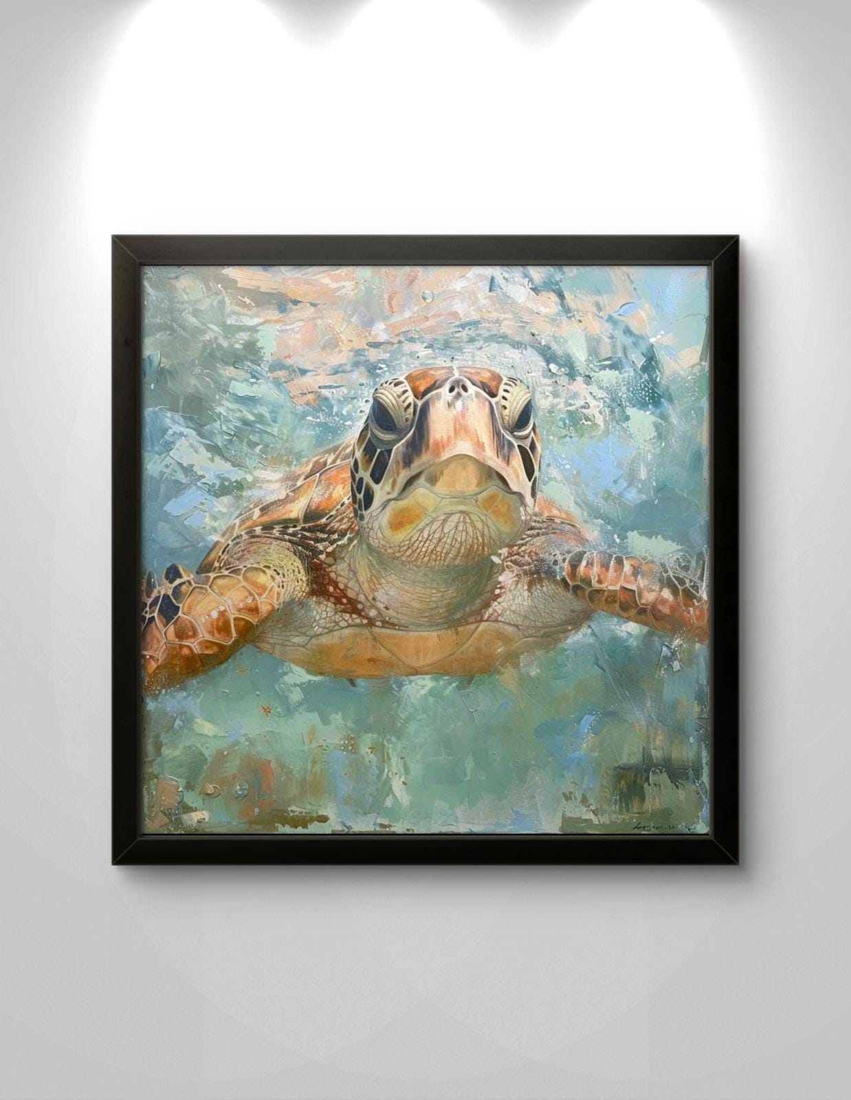 Sea Turtle Canvas Print: Coastal Ocean Animal Artwork, Beach House Marine Life Painting