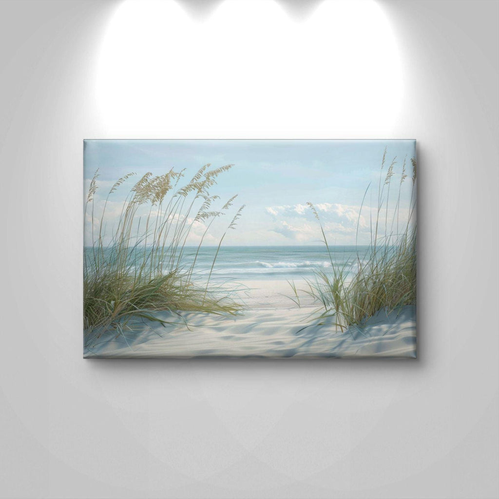 Coastal Beach Canvas Print: Serene Ocean Shore Seascape Wall Art, Neutral Beach House Decor