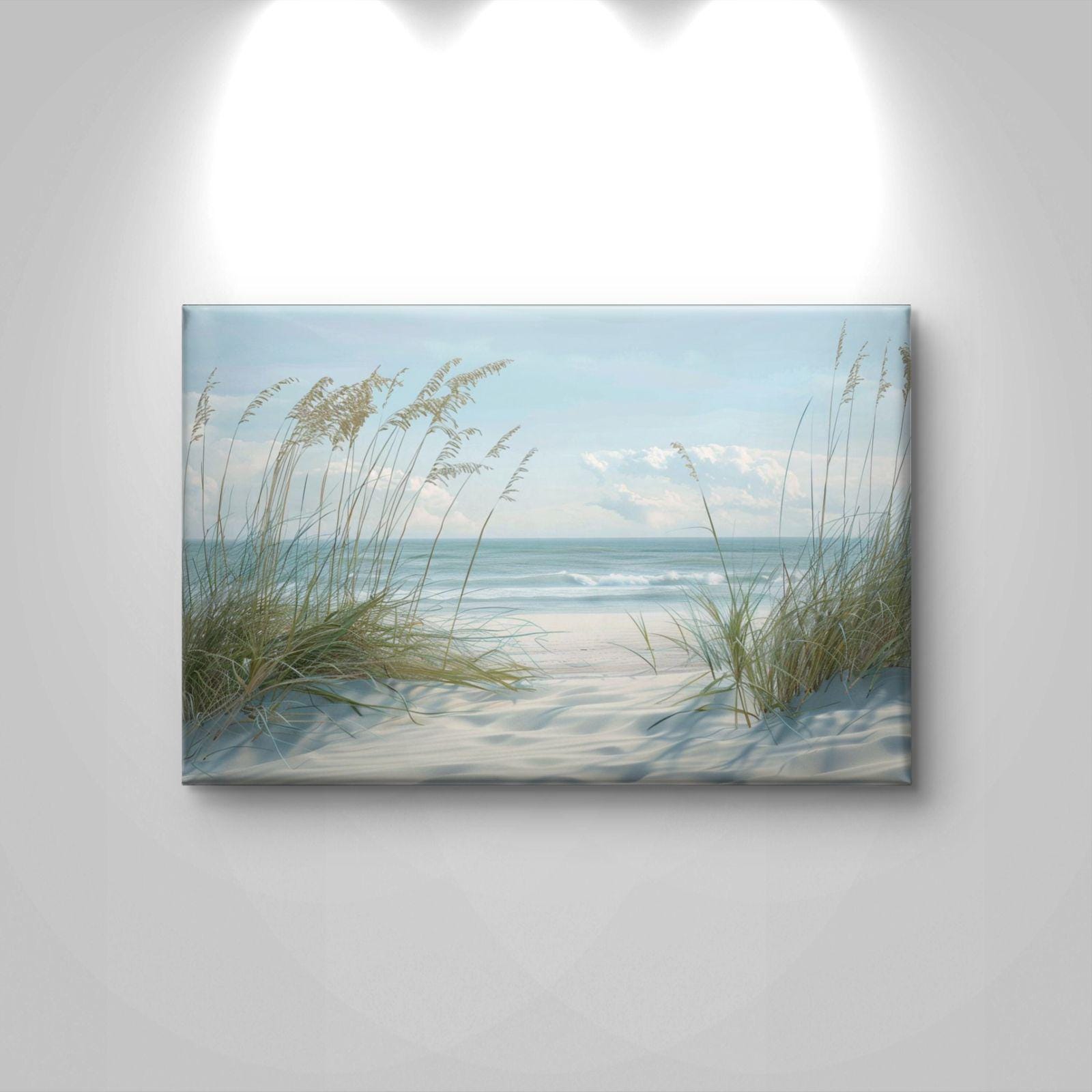 Coastal Beach Canvas Print: Serene Ocean Shore Seascape Wall Art, Neutral Beach House Decor