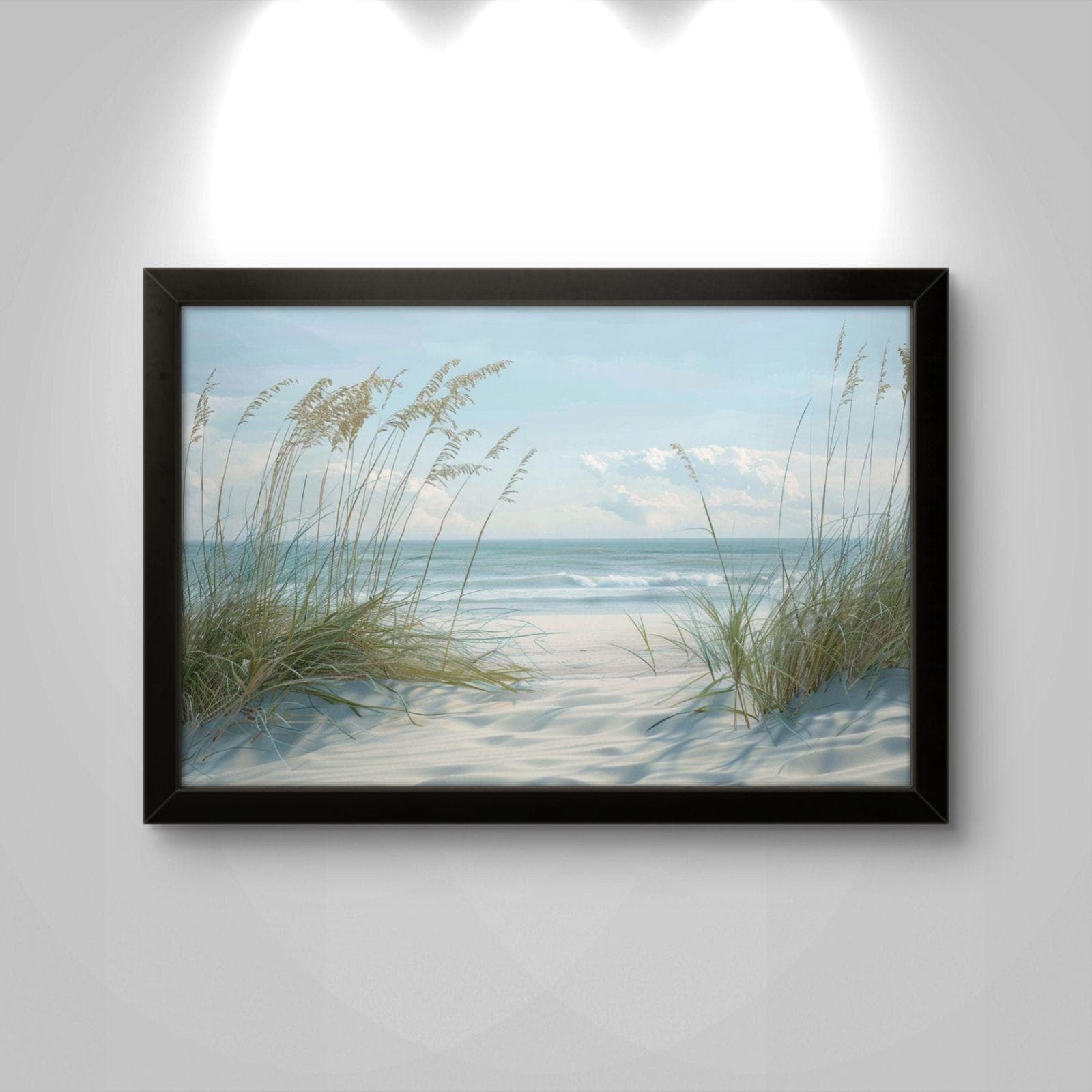 Coastal Beach Canvas Print: Serene Ocean Shore Seascape Wall Art, Neutral Beach House Decor