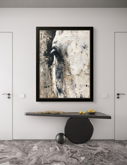 Textured Horse Canvas Print: Abstract Equine Impasto Wall Art - Farmhouse Decor