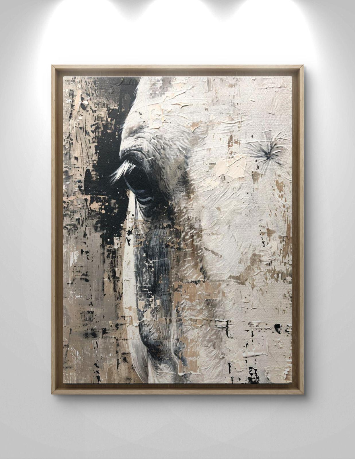 Textured Horse Canvas Print: Abstract Equine Impasto Wall Art - Farmhouse Decor
